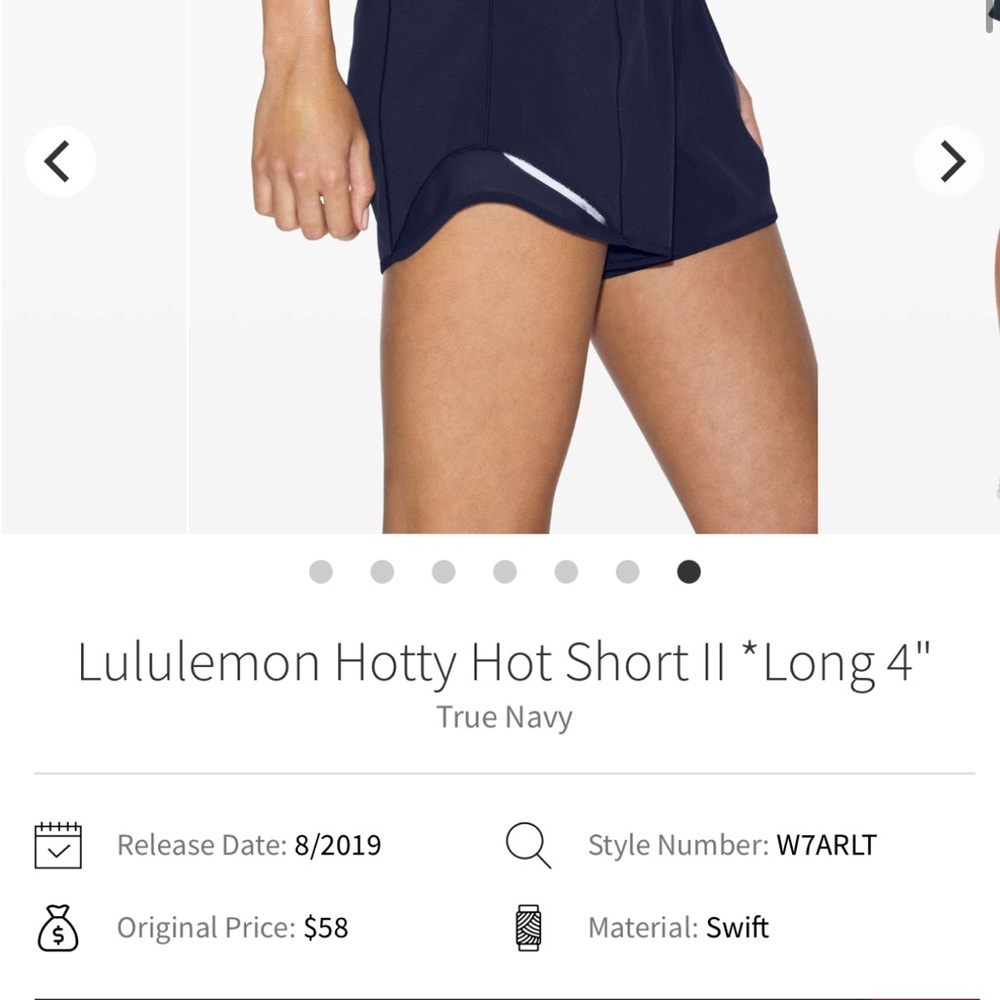 lululemon athletica Women's Hotty Hot Short II in True Nav size 4 "tall"